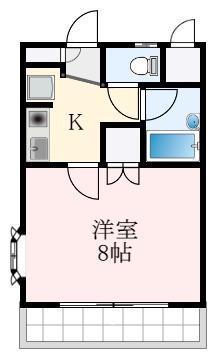 フルブルーム(1K/3階)の間取り写真
