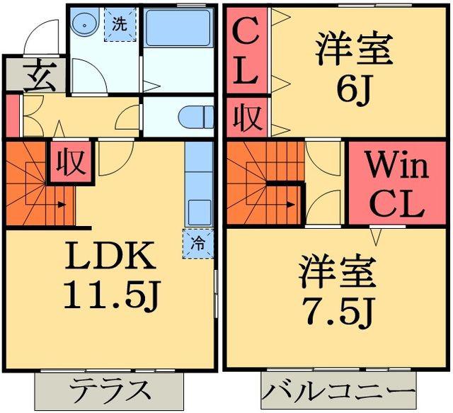 ロイヤルパレスC(2LDK/1階)の間取り写真