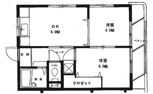 グレイスハイツ大田町(2DK/1階)の間取り写真