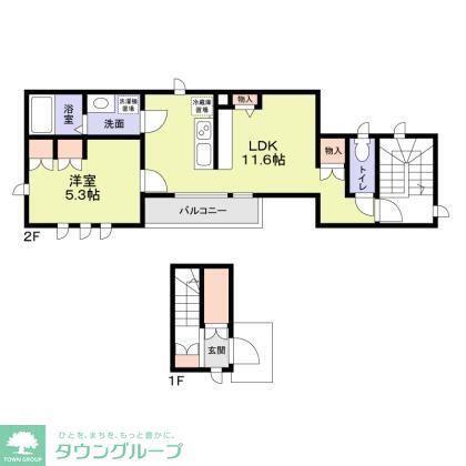 磯子区杉田2丁目(1LDK/2階)の間取り写真