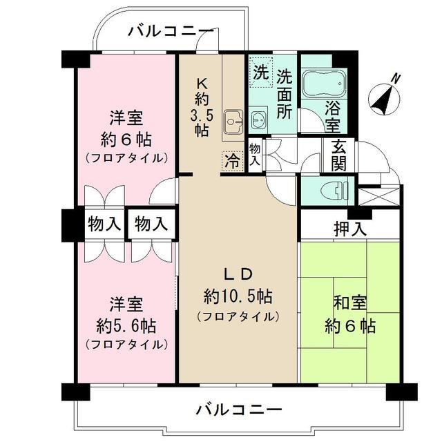 シティハイツ砧(3LDK/1階)の間取り写真