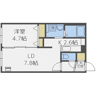 SAKURAコンフォートS(1LDK/2階)の間取り写真