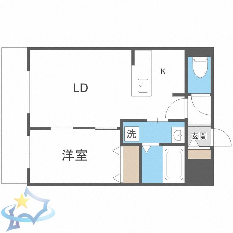 アルファスクエア宮の森2条(1LDK/4階)の間取り写真