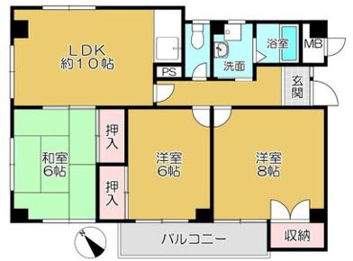 マイシティ101(3LDK/2階)の間取り写真