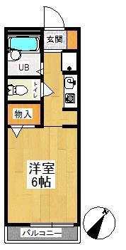 サニーフラットM2(1K/2階)の間取り写真