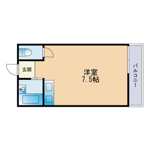 大産西新マンション(ワンルーム/8階)の間取り写真