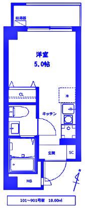 吉野町RESIDENCE(ワンルーム/5階)の間取り写真