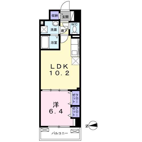 ヴァンベールさがみ野(1LDK/2階)の間取り写真