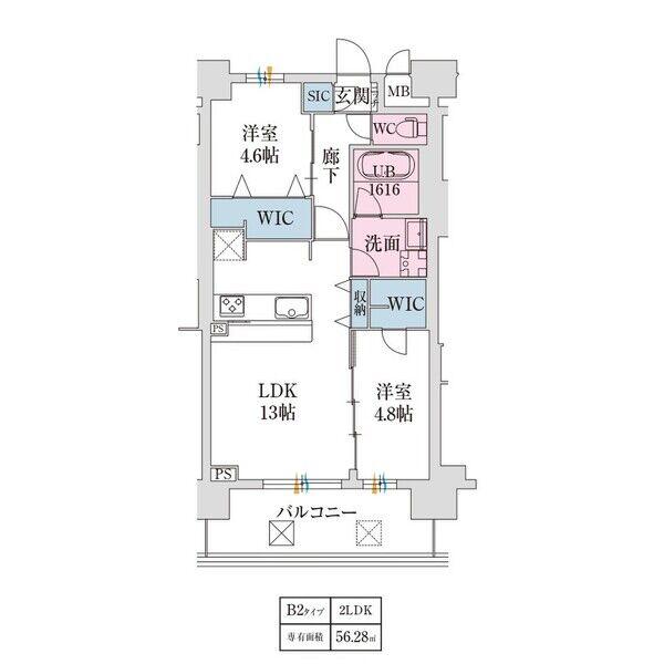 スプランディッド難波VII(2LDK/11階)の間取り写真
