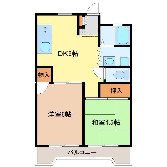 パールハイツ(2DK/4階)の間取り写真