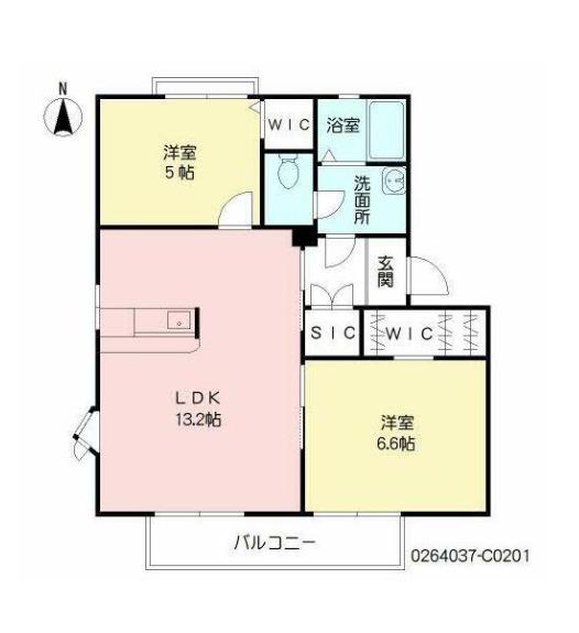 フレグランスイーストC(2LDK/2階)の間取り写真