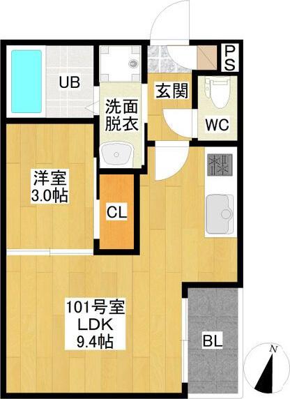 REGALEST BRICKS(1LDK/1階)の間取り写真
