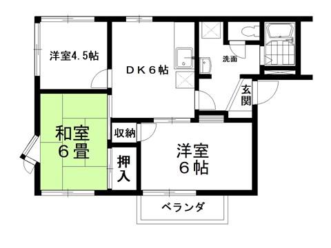 サンハイツヤジマC棟(3DK/2階)の間取り写真