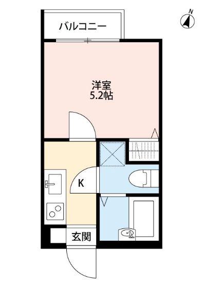 GRAND BLUE(1K/2階)の間取り写真