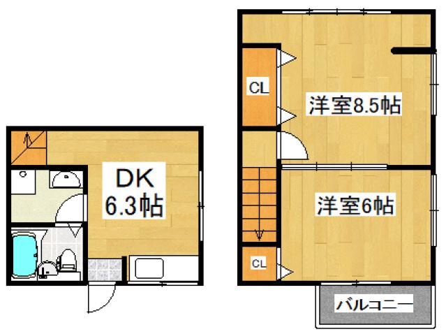小澤アパート(2DK/1階)の間取り写真