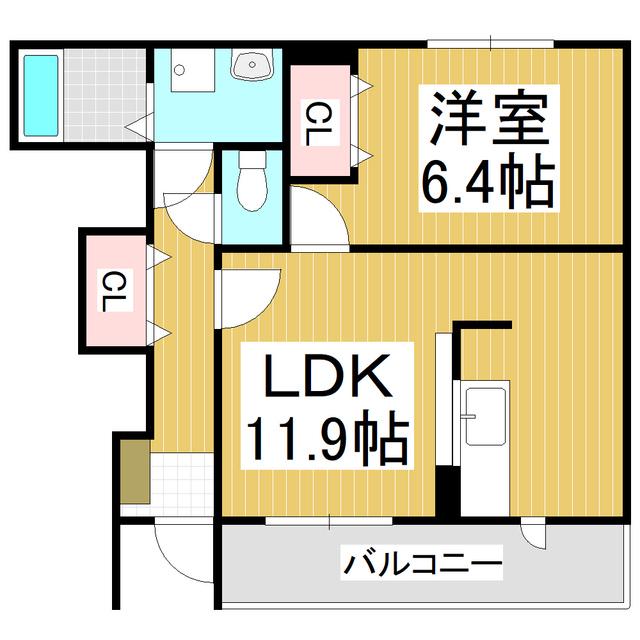 サニーサイド レジデンス(1LDK/1階)の間取り写真
