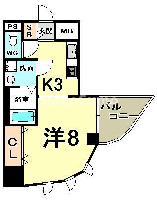 WELL BEAR新神戸(1K/7階)の間取り写真
