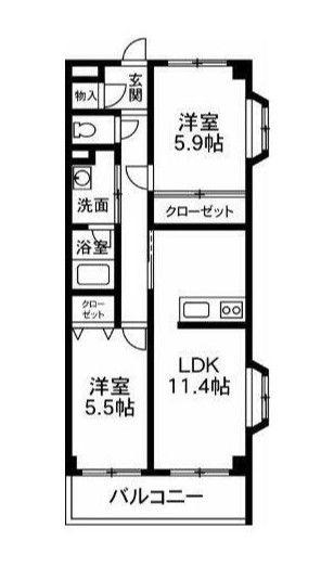 K&Aパレス(2LDK/2階)の間取り写真