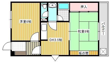 ディーバ木太(2DK/3階)の間取り写真