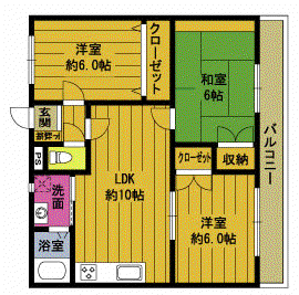 M・サルファー(3LDK/1階)の間取り写真