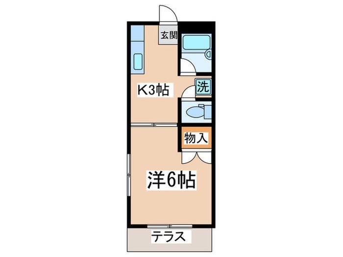 エルピーノD(1K/1階)の間取り写真