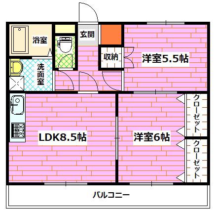 セリーヌレジデンス(2LDK/2階)の間取り写真