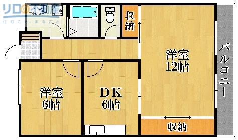 リバティーハイツ(2DK/2階)の間取り写真