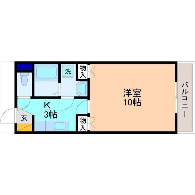 ドリームレバンテ浅野(1K/2階)の間取り写真