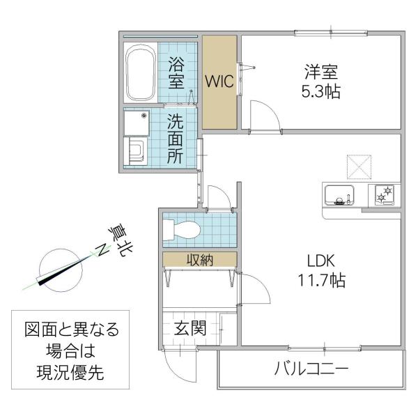 HERMANAV(1LDK/1階)の間取り写真