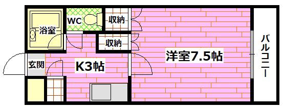 TKビル(1K/2階)の間取り写真
