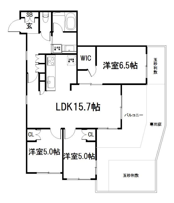 京阪鴨東線 神宮丸太町駅 徒歩15分 3階建 築10年(3LDK/1階)の間取り写真