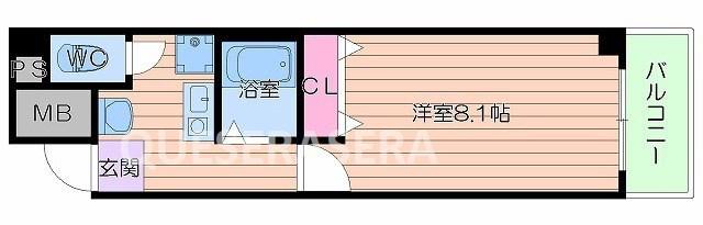 CITY SPIRE上本町(1K/7階)の間取り写真