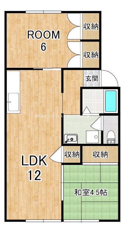 メルシーアモ信楽(2LDK/1階)の間取り写真