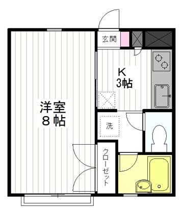 木町春ハイツ(1K/2階)の間取り写真