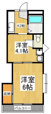 サンハイツ住吉(2K/1階)の間取り写真