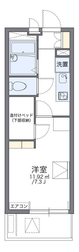 レオパレスエムエムワン(1K/1階)の間取り写真