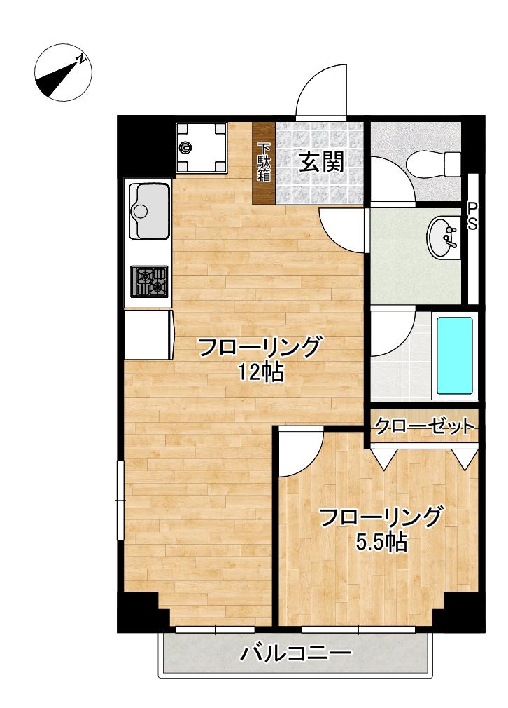 ラオインズマンション馬込(1LDK/4階)の間取り写真