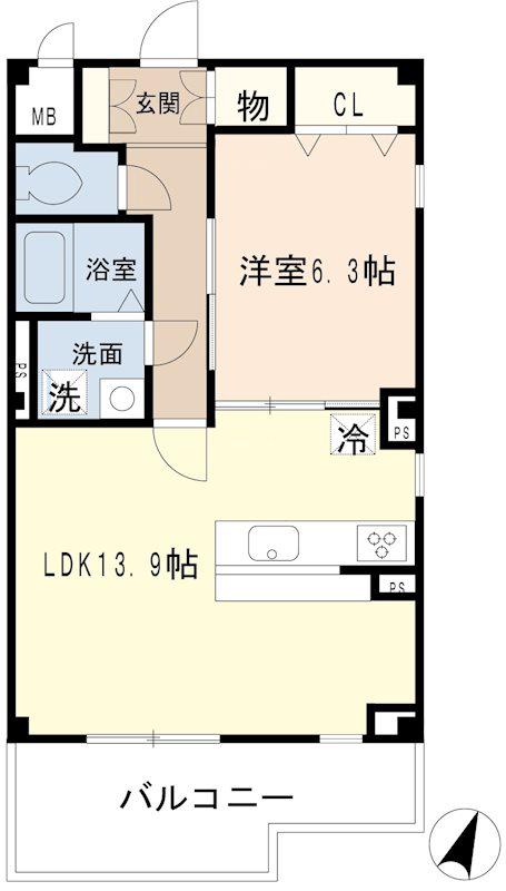 LEBEN GLEIS常盤(1LDK/2階)の間取り写真