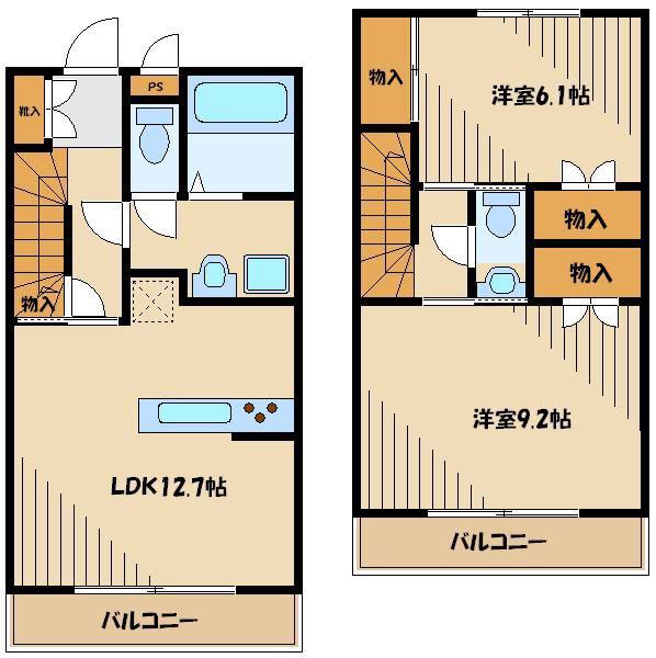 シャンベール・町田(2LDK/5階)の間取り写真