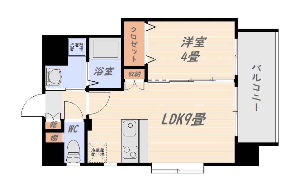 コスモシティー天文館(1LDK/4階)の間取り写真