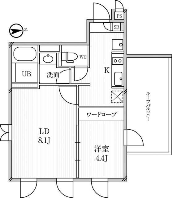 ルクレ高田馬場(1LDK/5階)の間取り写真