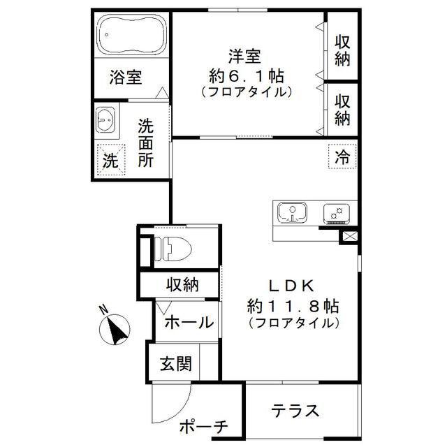 ネオ・クレストA・B(1LDK/1階)の間取り写真