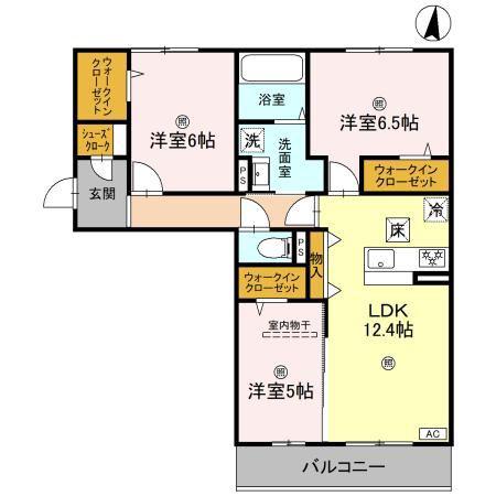 近鉄奈良線 新大宮駅 徒歩18分 3階建 築1年(3LDK/1階)の間取り写真