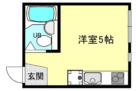 アンジョリジャルダン門戸厄神(ワンルーム/1階)の間取り写真