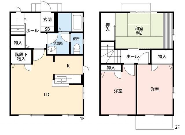 ウエストヒルF(3LDK/1階)の間取り写真