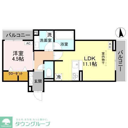 D-ROOM元横山(1LDK/2階)の間取り写真