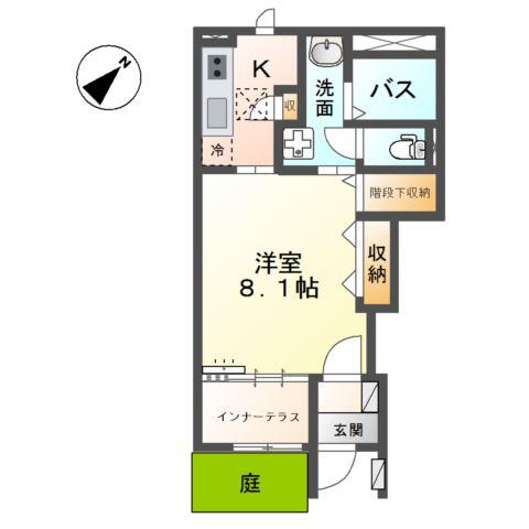 ハピネス(1K/1階)の間取り写真