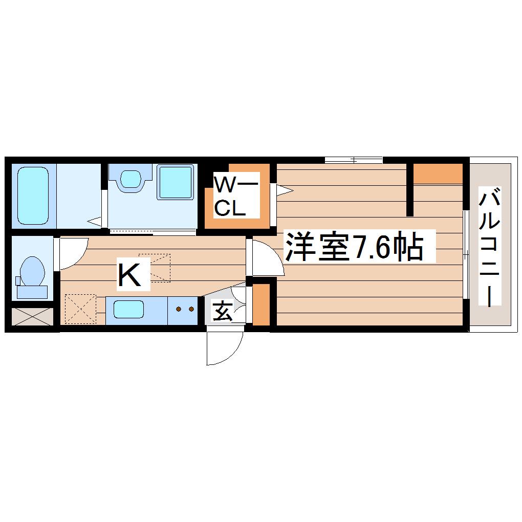 D-ROOM宮千代(1K/2階)の間取り写真