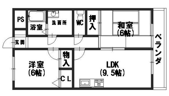 アヴェルデ十ヶ坪(2LDK/5階)の間取り写真