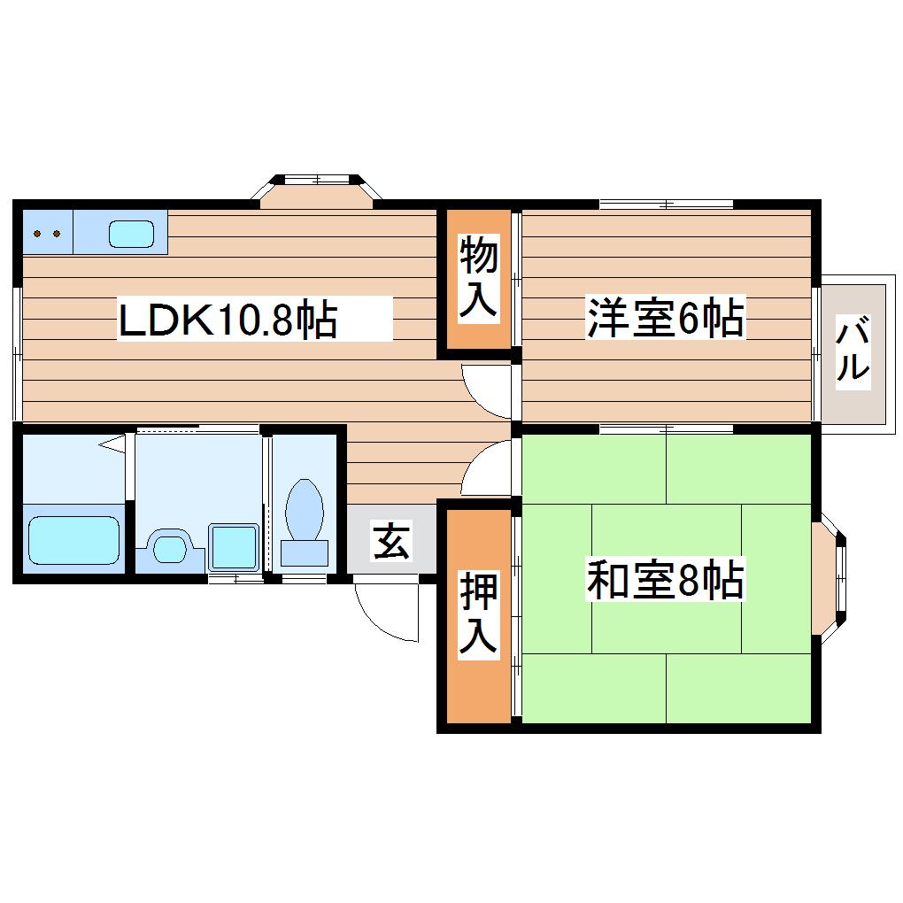 ハイツサンライトII(2LDK/1階)の間取り写真